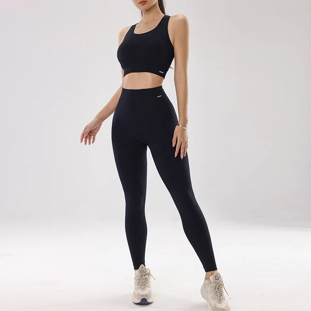 Peach Hip Fitness Pants Set Yoga Running Quick Dried Bra Slimming Leggings Bottom 9/4 Pants