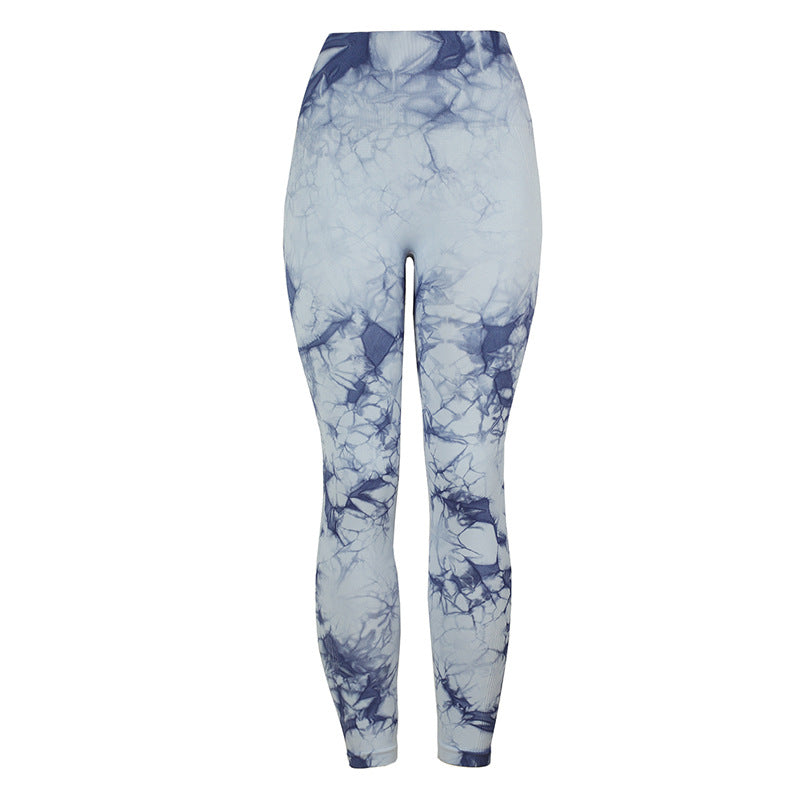 Large Size Tie Dye Jacquard Yoga Pants Sports Fitness High Waist Buttocks Show Buttocks Leggings