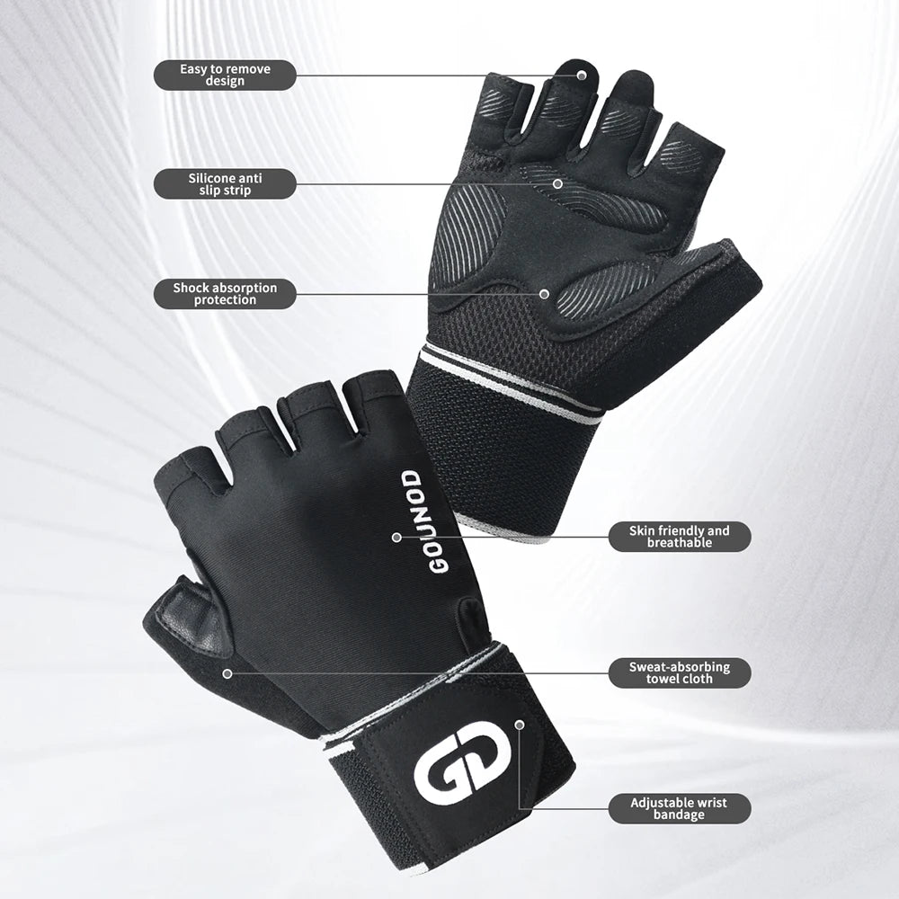 Fitness gloves with microfiber anti slip and wear-resistant design half finger gloves with straps 