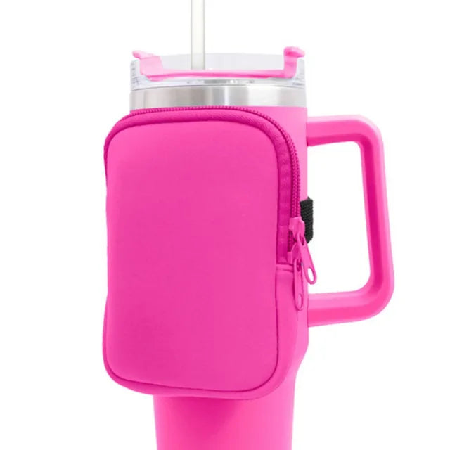 Water Bottle Pouch for For Stanley Cup 40oz/20oz/30oz Water Bottle Neoprene Tumbler Bag for Cards Keys Wallet Earphone