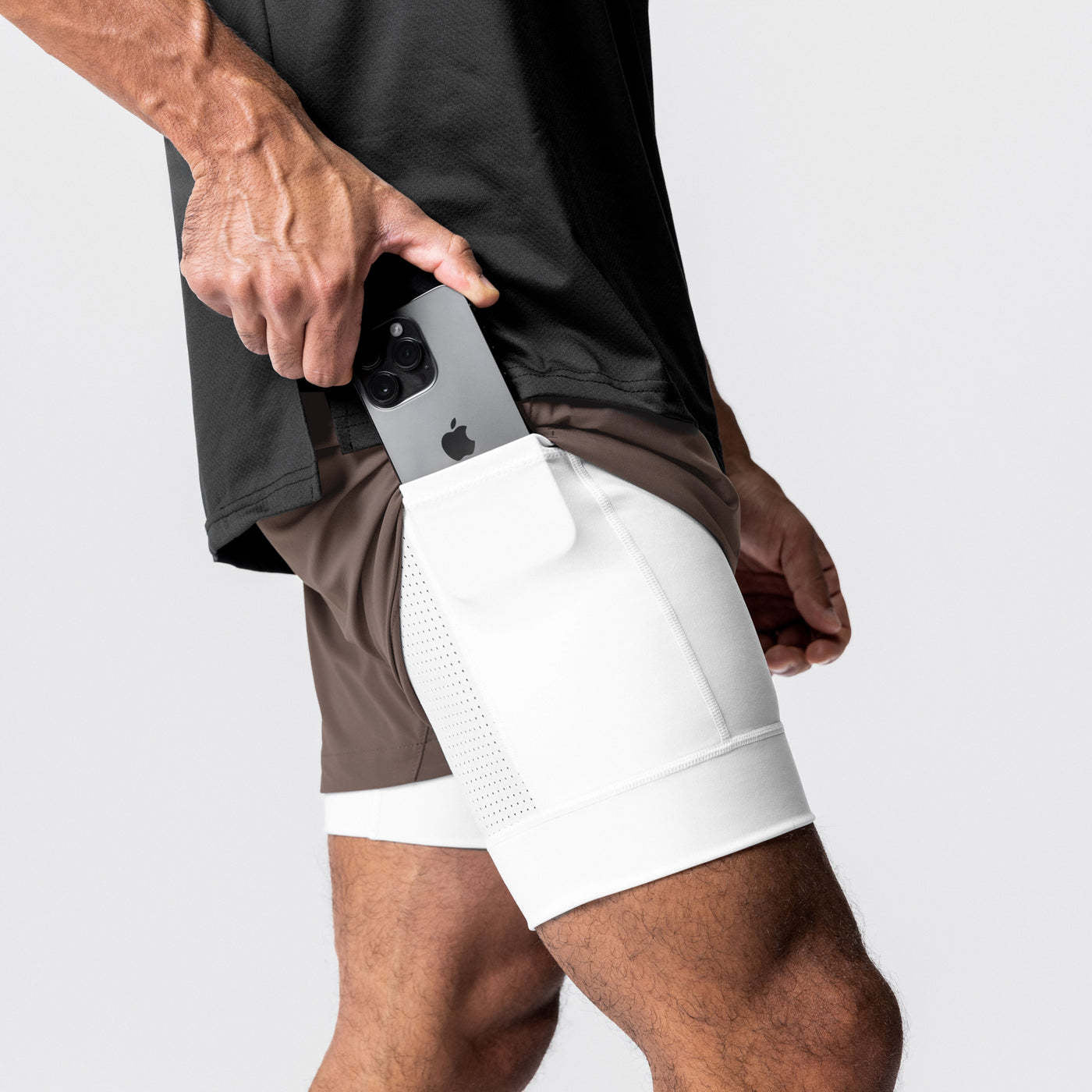 Fitness shorts men's nylon running muscle training stretch quick drying American double-layer basketball shorts summer