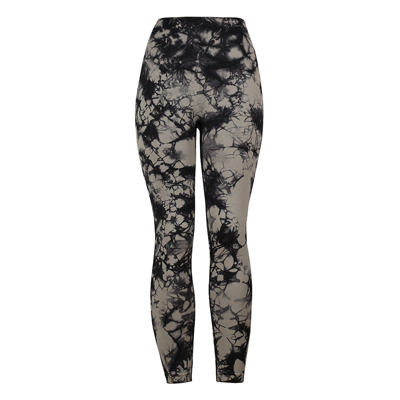 Large Size Tie Dye Jacquard Yoga Pants Sports Fitness High Waist Buttocks Show Buttocks Leggings