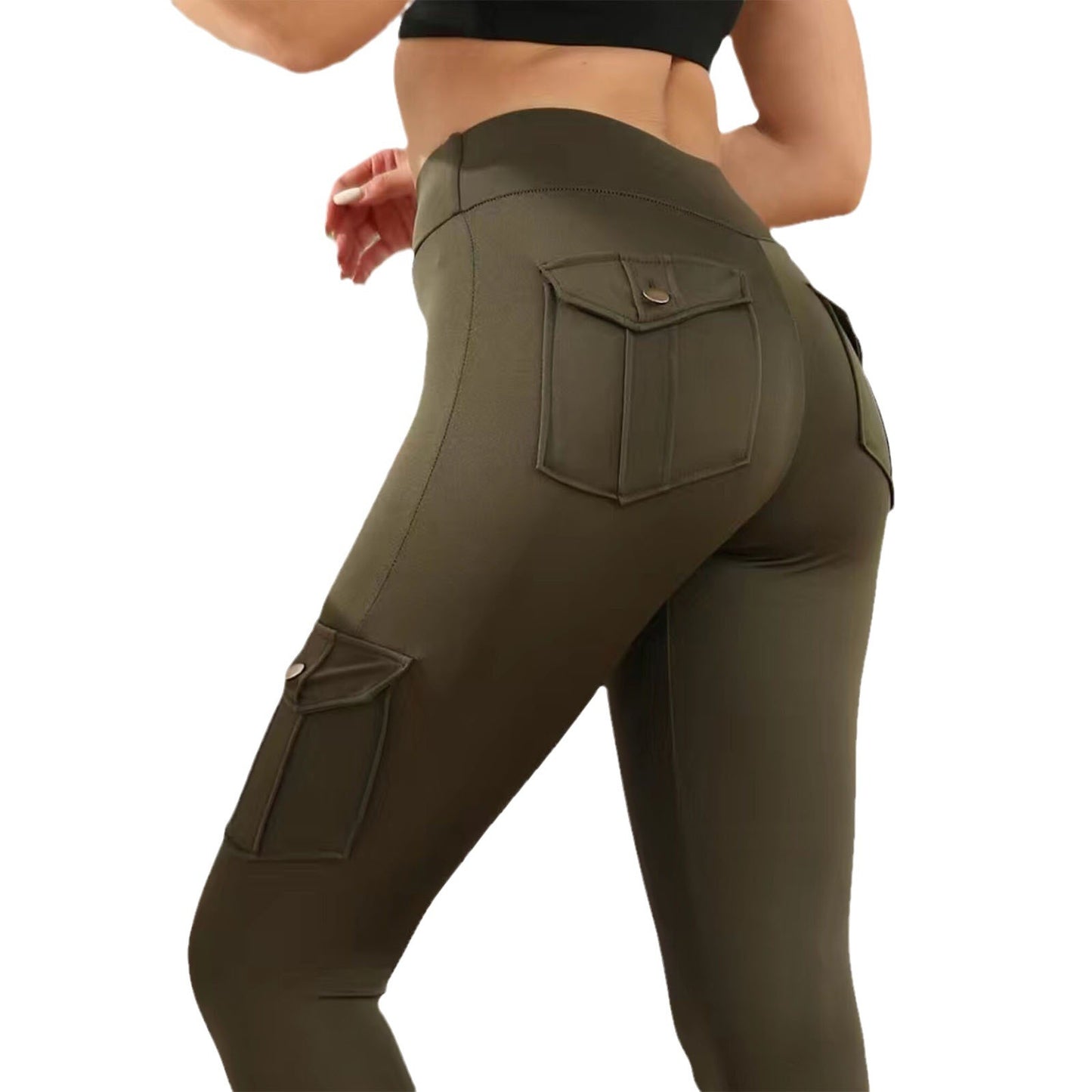 Cargo Patchwork Fitted Athletic Running Fitness Yoga Trousers