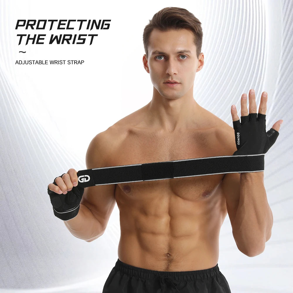 Fitness gloves with microfiber anti slip and wear-resistant design half finger gloves with straps 