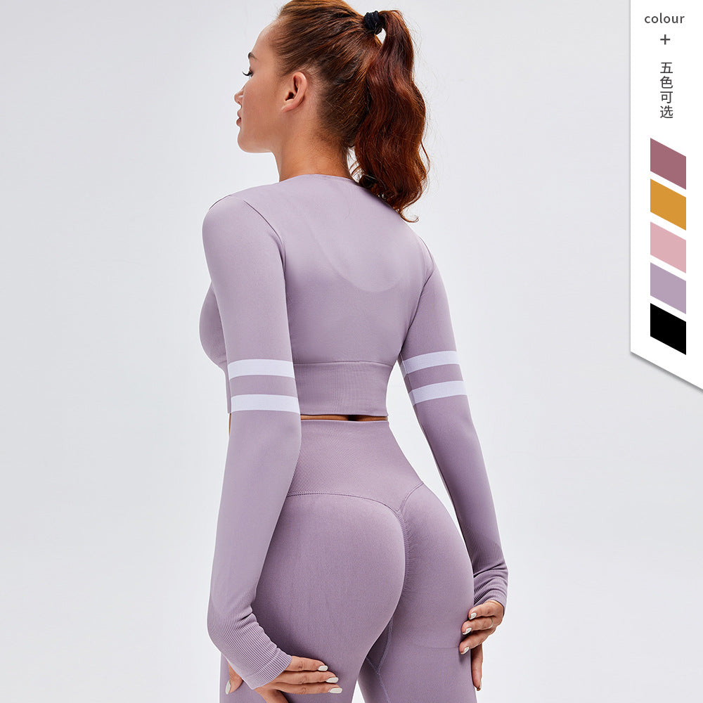Ins Yoga Clothes Women's Short T-Shirt High Elastic Seamless Fitness Open Belly Button Tight Sports Top