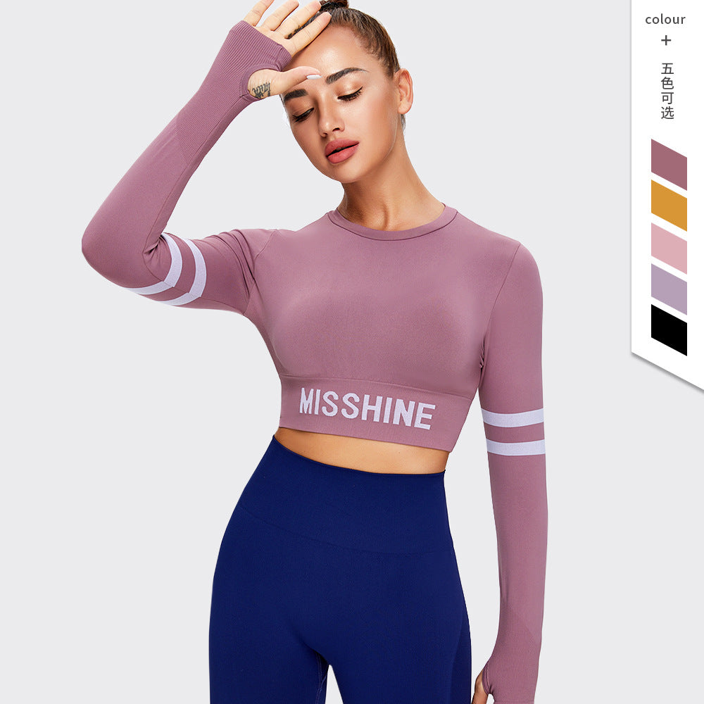 Ins Yoga Clothes Women's Short T-Shirt High Elastic Seamless Fitness Open Belly Button Tight Sports Top