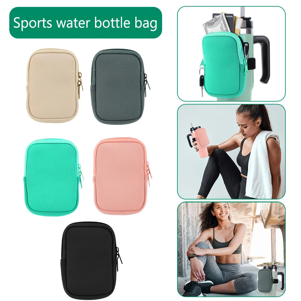 Water Bottle Pouch for For Stanley Cup 40oz/20oz/30oz Water Bottle Neoprene Tumbler Bag for Cards Keys Wallet Earphone