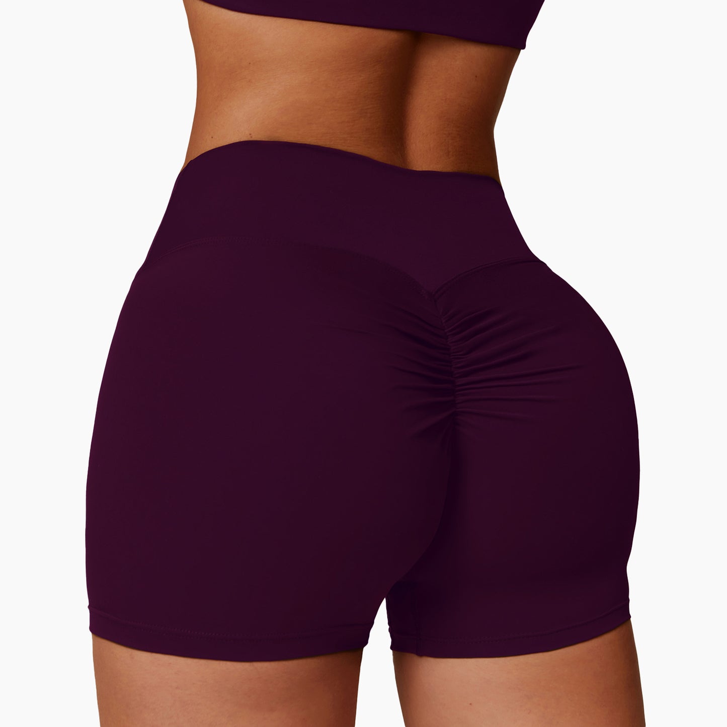 Shaved high waisted yoga shorts, cinching belly, peach lifting buttocks, running and fitness pants, tight fitting sports shorts