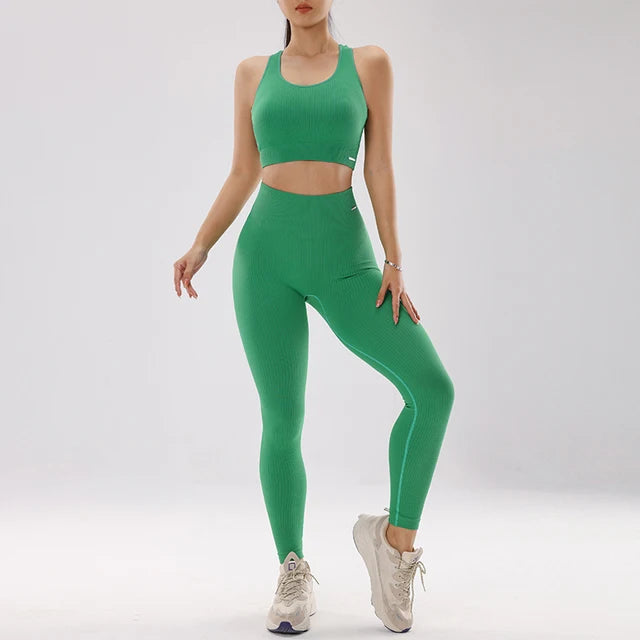 Peach Hip Fitness Pants Set Yoga Running Quick Dried Bra Slimming Leggings Bottom 9/4 Pants