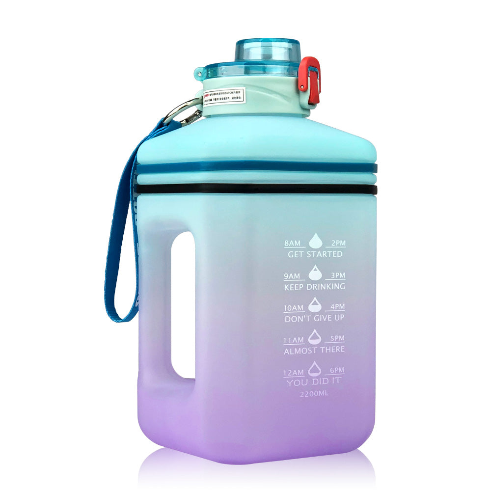 2.2L Water Bottle Straw Frosted Gradient Heat-Resistant Drop-Resistant Sports Fitness Space Cup Water Bottle