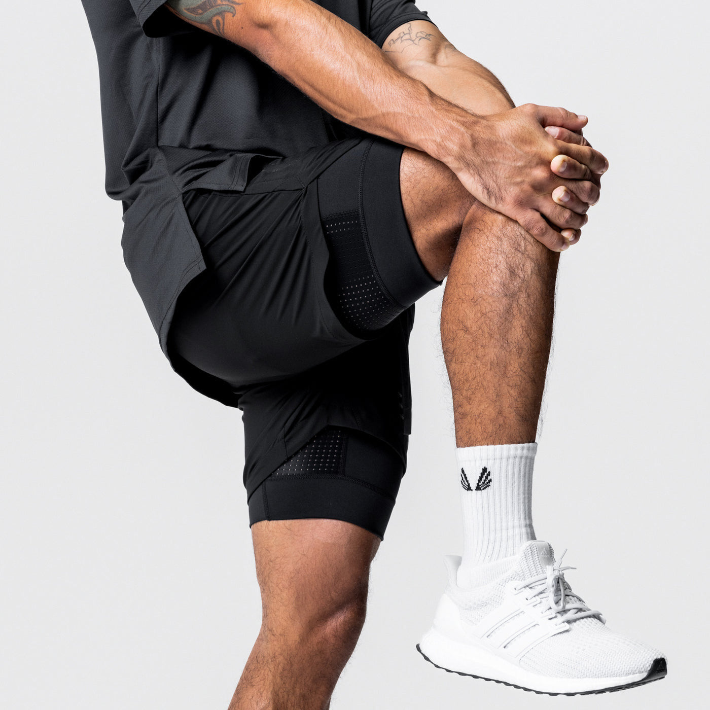 Fitness shorts men's nylon running muscle training stretch quick drying American double-layer basketball shorts summer