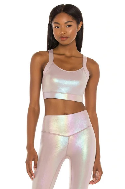 Hot stamping elastic breathable sports fitness bodybuilding vest yoga set for women