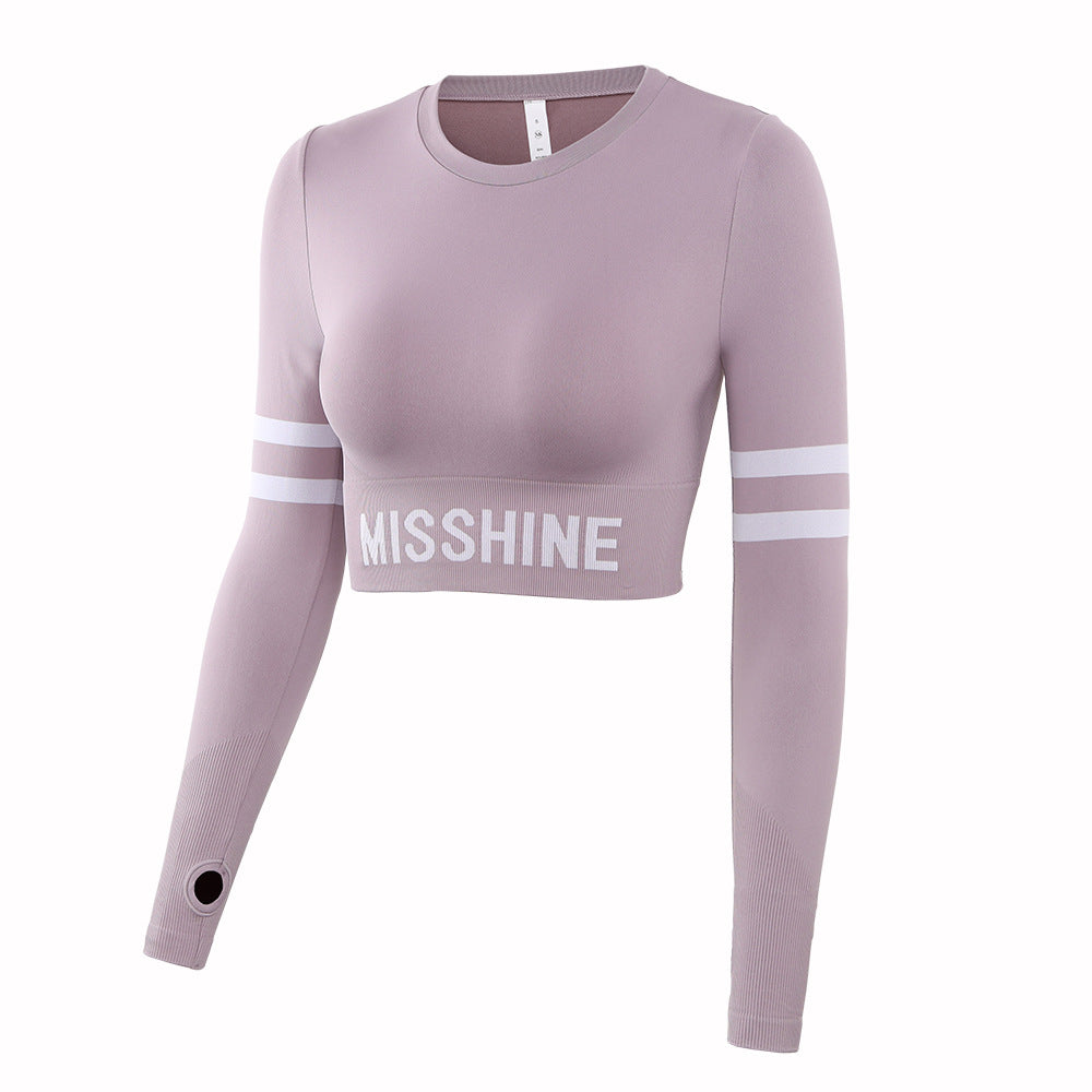 Ins Yoga Clothes Women's Short T-Shirt High Elastic Seamless Fitness Open Belly Button Tight Sports Top