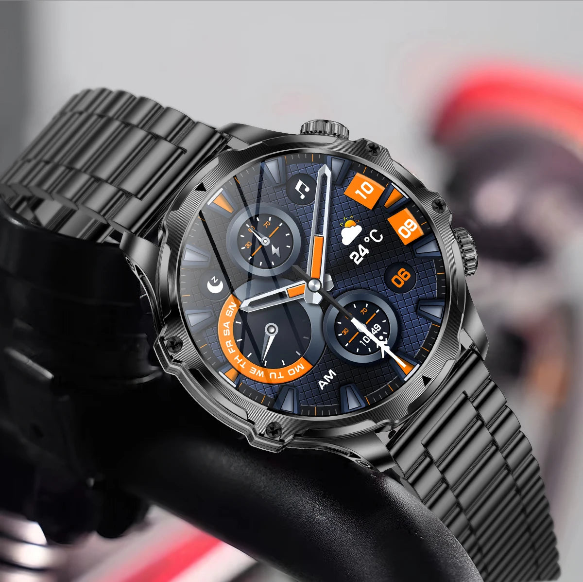 AK75 Smart Watch Flashlight Men Outdoors Sports Fitness Tracker 700mah Large Battery BT Calling LED Light Smartwatch