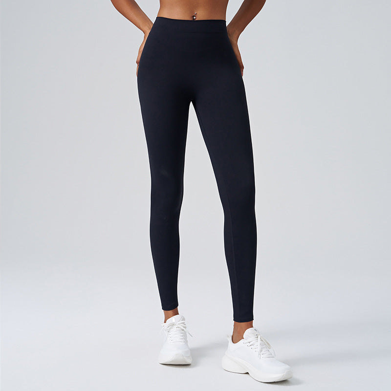 Wrinkled waist cinching high elasticity external fitness pants
