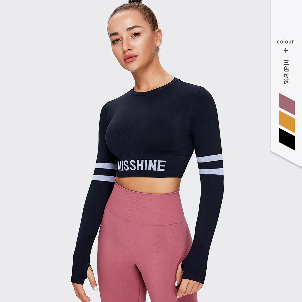 Ins Yoga Clothes Women's Short T-Shirt High Elastic Seamless Fitness Open Belly Button Tight Sports Top
