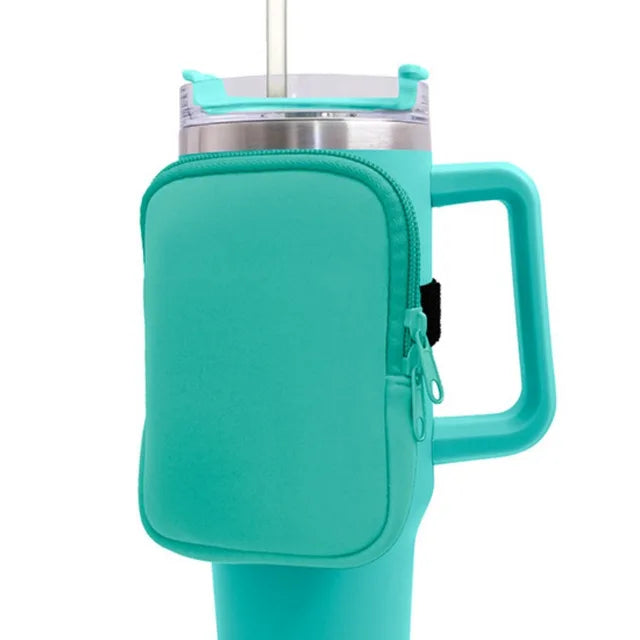 Water Bottle Pouch for For Stanley Cup 40oz/20oz/30oz Water Bottle Neoprene Tumbler Bag for Cards Keys Wallet Earphone