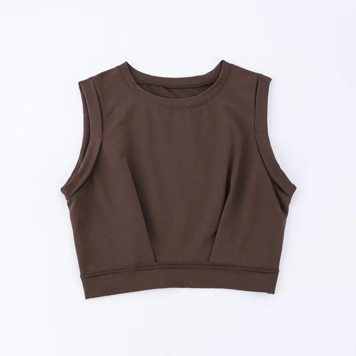 Short crop top with exposed navel and sleeveless loose fitting vest women's high waisted sports fitness yoga base shirt