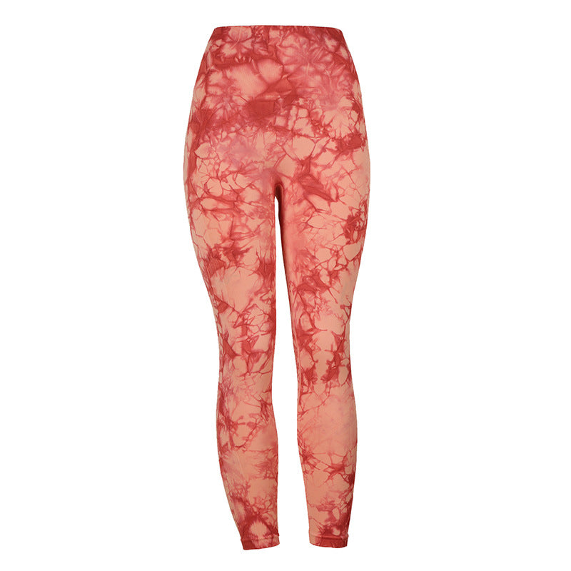 Large Size Tie Dye Jacquard Yoga Pants Sports Fitness High Waist Buttocks Show Buttocks Leggings