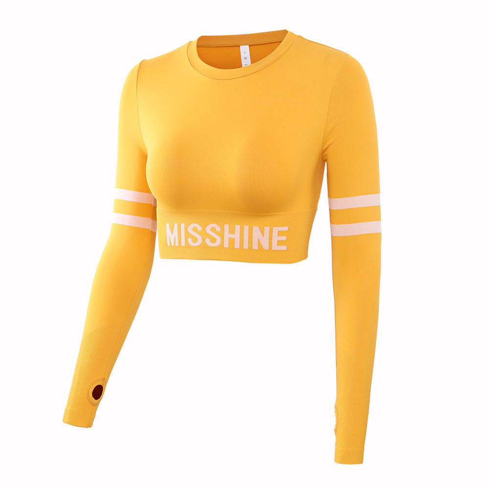 Ins Yoga Clothes Women's Short T-Shirt High Elastic Seamless Fitness Open Belly Button Tight Sports Top