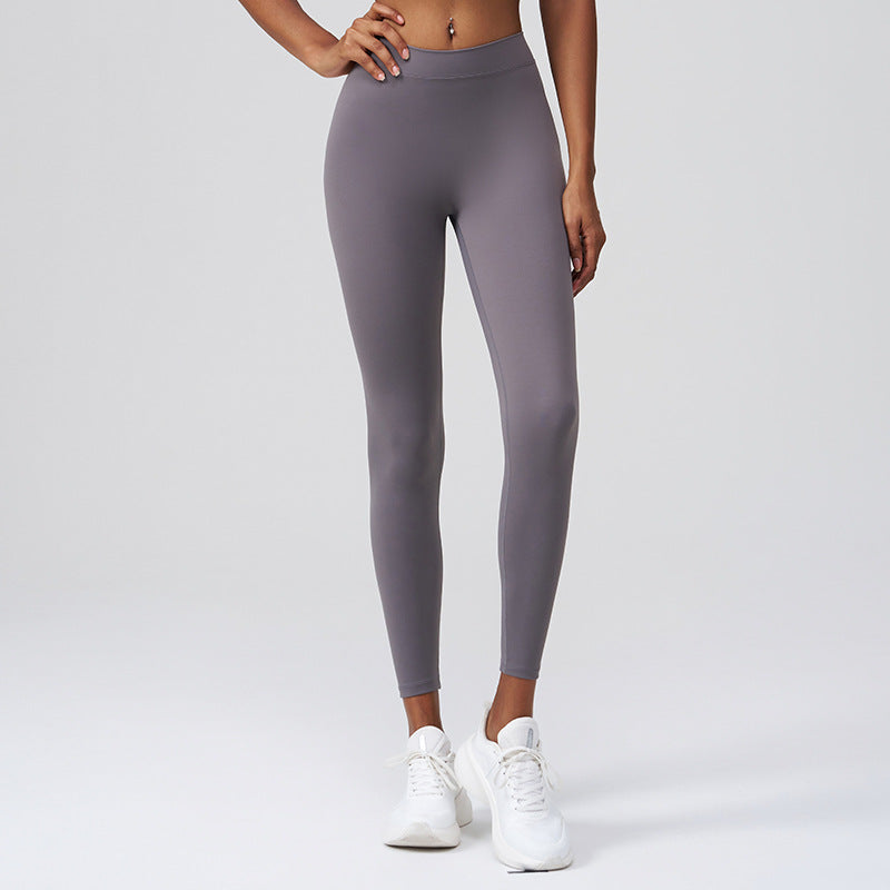 Wrinkled waist cinching high elasticity external fitness pants