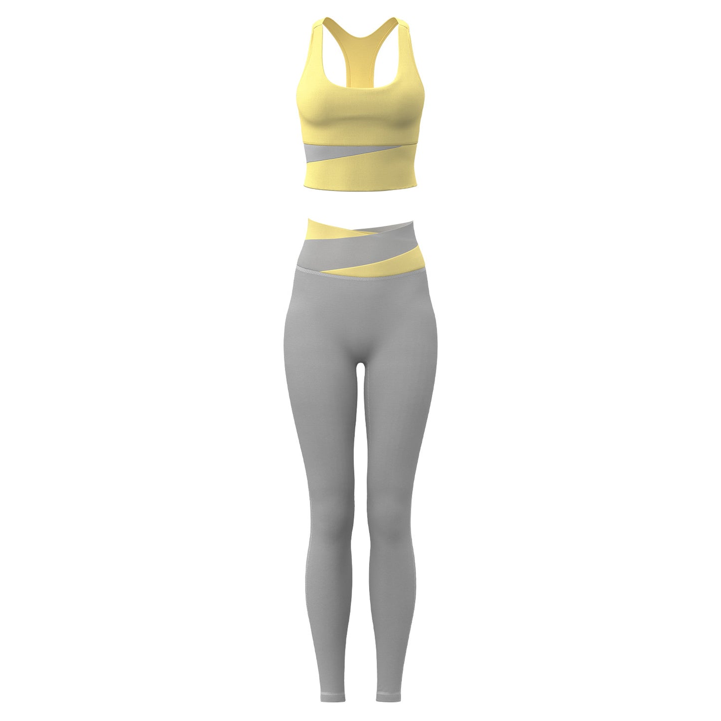 High waisted and abdominal yoga suit shockproof yoga fitness suit tight fitting and hip lifting naked yoga suit set
