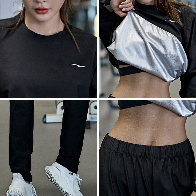 Women Weight Loss Sweat Suit Slim Fitness Clothes Yoga Sportswear Tracksuit Fat Burning Workout