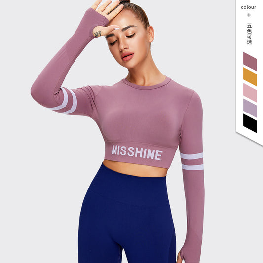 Ins Yoga Clothes Women's Short T-Shirt High Elastic Seamless Fitness Open Belly Button Tight Sports Top