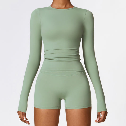 Long-sleeved yoga clothes, high-intensity fitness clothes, Pilates running sports long-sleeved tops